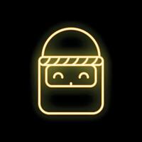 Neon yellow arab man wearing keffiyeh smiling on black background vector