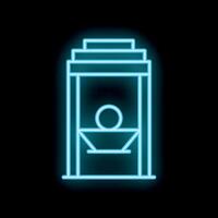 Neon guillotine icon glowing on dark background vector
