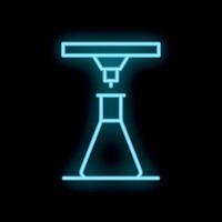 Neon icon of automatic machine pouring liquid into erlenmeyer flask vector