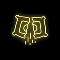 Neon sign of a broken pillow depicting insomnia vector