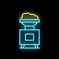 Neon icon of industrial shredder machine processing waste material vector