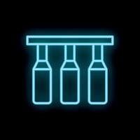 Neon sign showing three bottles hanging from a bar ceiling vector