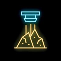 Neon icon of a mining excavator extracting minerals from the ground vector