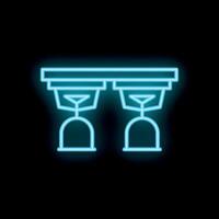 Neon fire sprinkler system icon glowing against dark backdrop vector