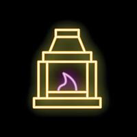 Neon fireplace burning with purple flame on black background vector