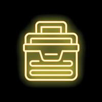 Glowing neon icon of toolbox for repairing and construction on black background vector