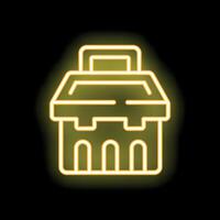 Glowing neon icon of toolbox with handle on black background vector