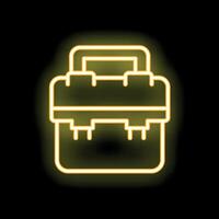 Glowing neon icon of a toolbox for repairing and maintaining vector