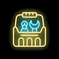 Neon toolbox icon glowing against a black background vector