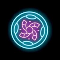 Neon icon of a futuristic energy source glowing brightly on a black background vector