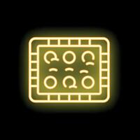Neon icon of an empty stove top view glowing yellow vector