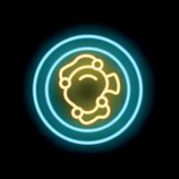 Neon sign representing an ovum surrounded by sperm for fertilization process vector