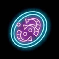 Neon icon of cell division showing chromosomes separating vector