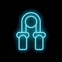 Neon icon of hand grip exerciser glowing on black background vector
