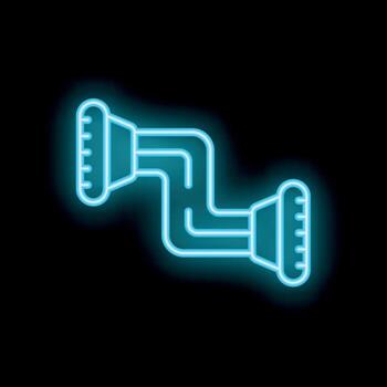 Neon icon of two devices exchanging data through a complex cable vector