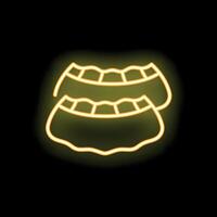 Neon sign showing two open oysters on black background vector