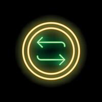 Neon green double arrow symbol flashing in yellow circle vector
