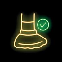 Neon green check mark approving clean apron icon vector