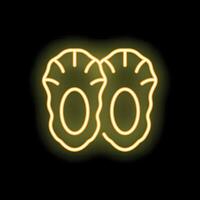 Neon sign showing two open oysters on black background vector