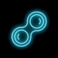 Blue neon sign of a fidget spinner toy on a black background vector