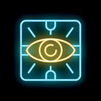 Neon sign showing eye scanning system for security access vector