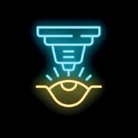Neon icon of a machine performing laser eye surgery vector