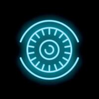 Neon eye symbol glowing on dark background vector