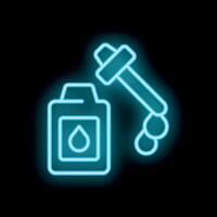 Neon sign of liquid dropping out of bottle with dropper vector