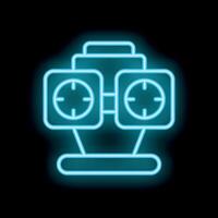 Neon icon of studio lighting softboxes standing on tripod on black background vector