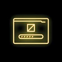 Neon yellow website loading icon on black background vector