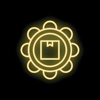 Neon yellow delivery award icon on black background vector