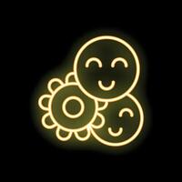 Neon icon of teamwork leading to happiness and success vector