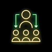 Neon icon of manager delegating tasks to employees vector