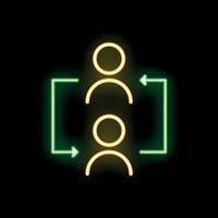 Neon icons showing candidates switching positions inside a company vector