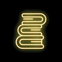 Glowing neon sign depicting stack of books for library or bookstore vector