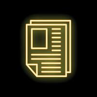 Neon yellow light glowing on stack of papers icon vector