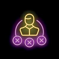 Businessman choosing from multiple options neon sign on black background vector