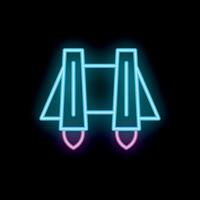 Neon icon of jetpack with two turbines launching up vector