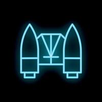 Neon life jacket icon glowing on dark background vector