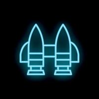 Neon binoculars icon glowing on black background vector