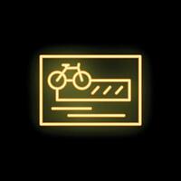Neon yellow bicycle parking sign with bike image and blank space for text vector