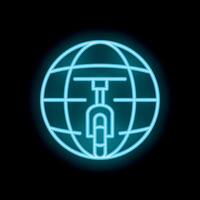 Neon icon of bicycle inside globe for world bicycle day vector