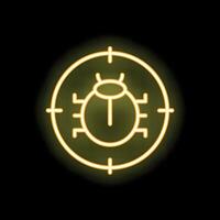 Neon icon of bug fixing, debugging, finding solution vector