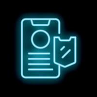 Mobile phone security shield protecting personal data with neon blue glow vector
