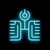 Neon style icon representing data processing with server and folders vector