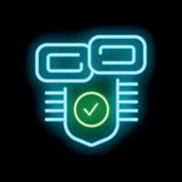 Neon icon of server security check representing data protection vector
