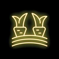 Neon sign of two plants growing in pots on a shelf vector