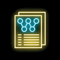 Neon icon of data analysis report representing business intelligence vector
