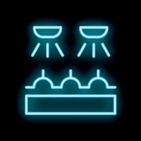 Neon icon of lights shining on stage or runway vector