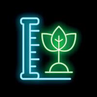 Neon icon of plant growth measurement for sustainable development projects vector